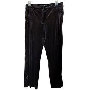 Draper James Black Velvet Holiday Party Pants Tuxedo Sequin Stripes EUC Size 16